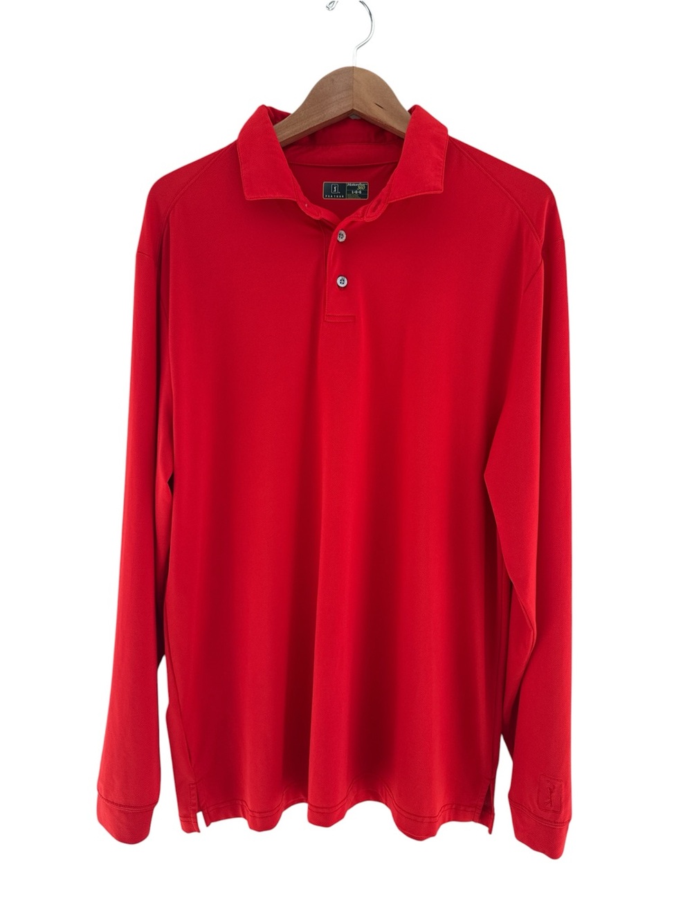 PGA Tour Motion Flux 369 Men's Red Long Sleeve Golf Polo